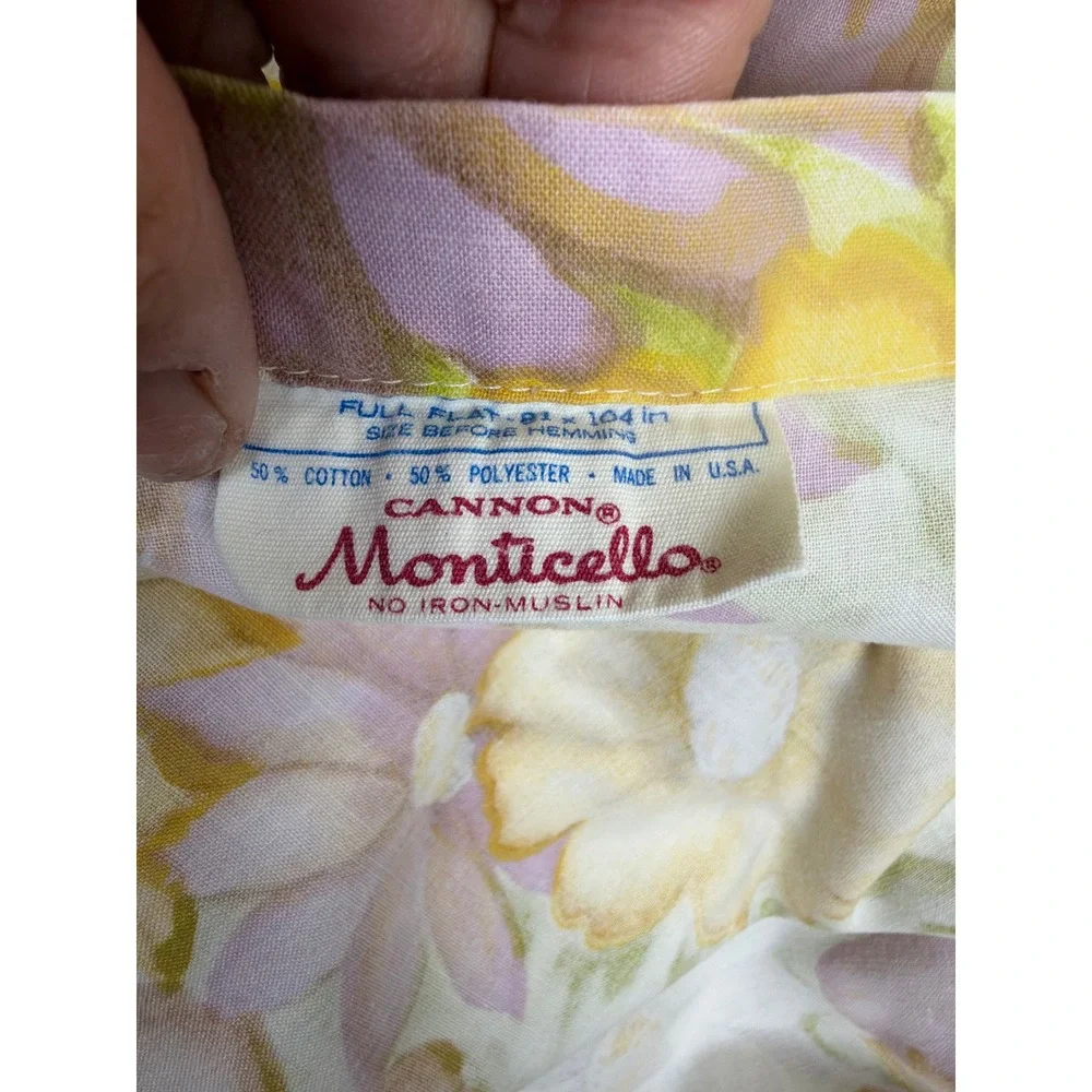 Vintage Cannon Monticello Full Sheet Set Yellow Floral Daisy 70s Retro Muslin